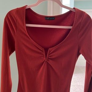 Burnt orange ribbed bodysuit, Women’s S, v-Clip at bust by Love like You